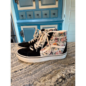 Women's Vans Sk8-Hi Floral Print High-Top Sneakers 8.5 Black